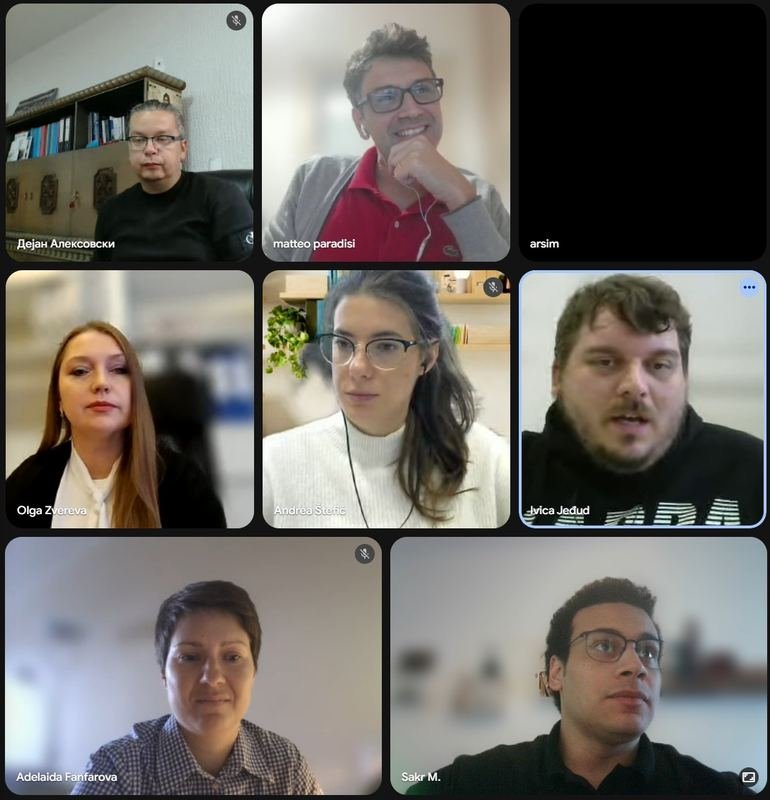 Video tiles of the partners during the online meeting
